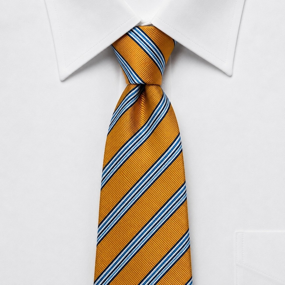 Jos A Bank Executive Collection Repp Silk Tie Mens 60" Yellow Blue White Striped